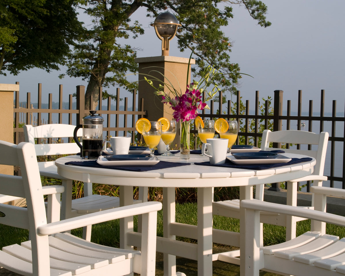Detail photo of the POLYWOOD La Casa Café Dining Arm Chair in White
