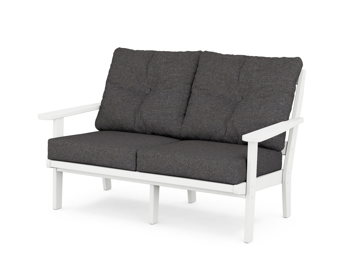 POLYWOOD Mission Deep Seating Loveseat in White / Ash Charcoal