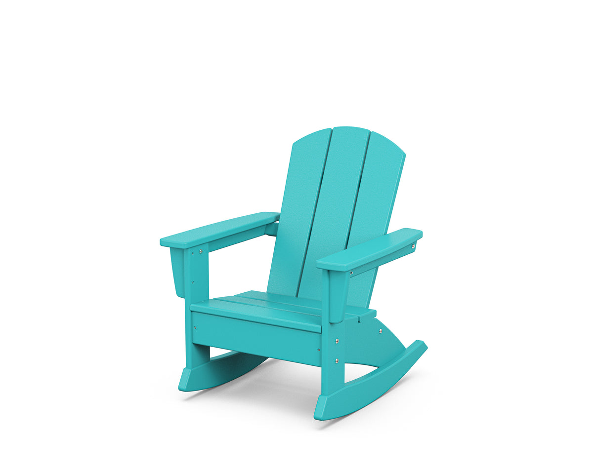 POLYWOOD Kids Nautical Adirondack Rocking Chair in Aruba