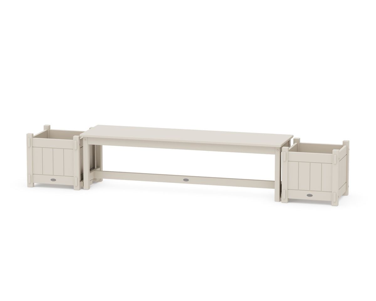 POLYWOOD 60" Vineyard Straight Planter Bench Set in Sand