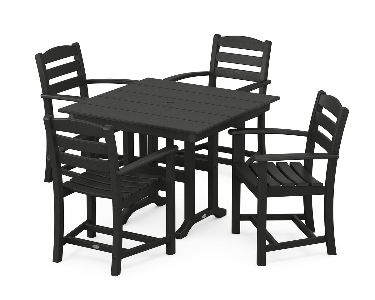 POLYWOOD La Casa Café 5-Piece Farmhouse Dining Set in Black