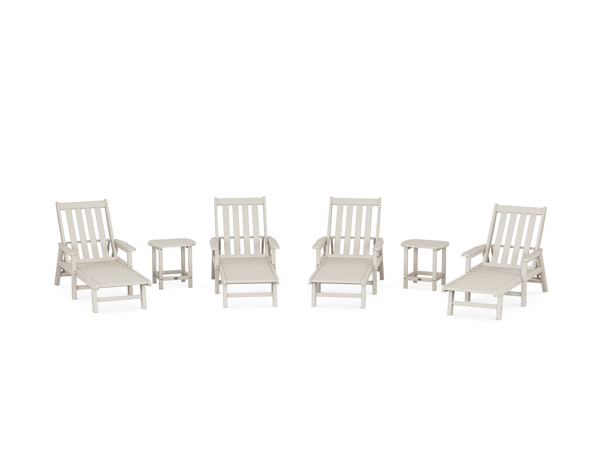 POLYWOOD Vineyard 6-Piece Chaise with Arms Set in Sand