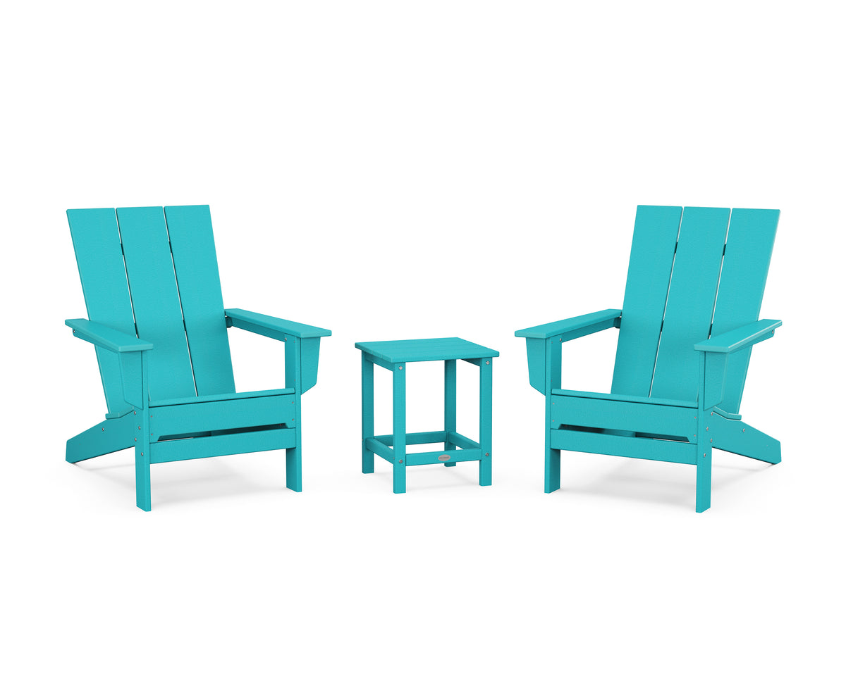 POLYWOOD 3-Piece Modern Studio Adirondack Set in Aruba