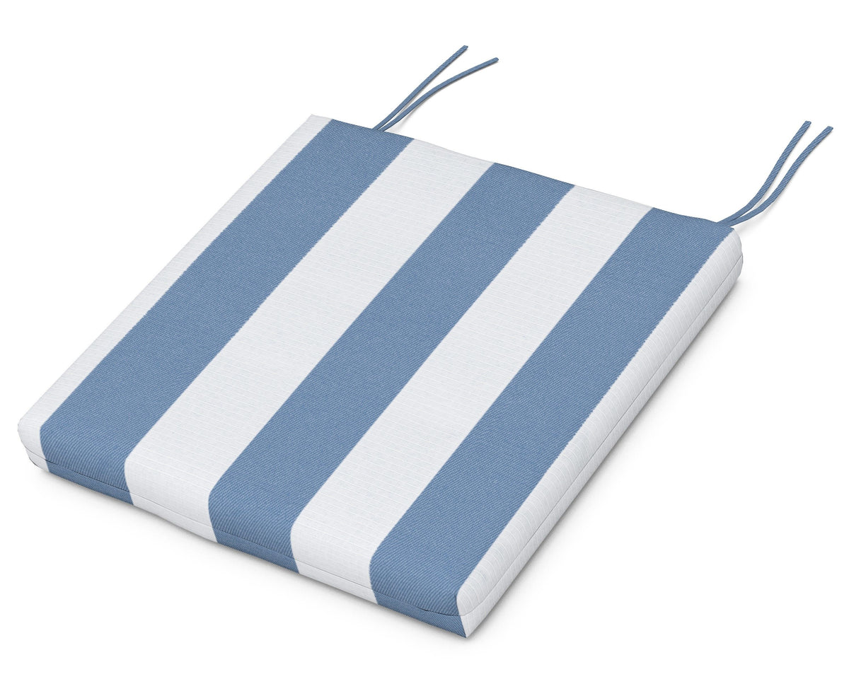 POLYWOOD Seat Cushion - 18.5"D x 20"W x 2.5"H in Cabana Stripe Sky Blue