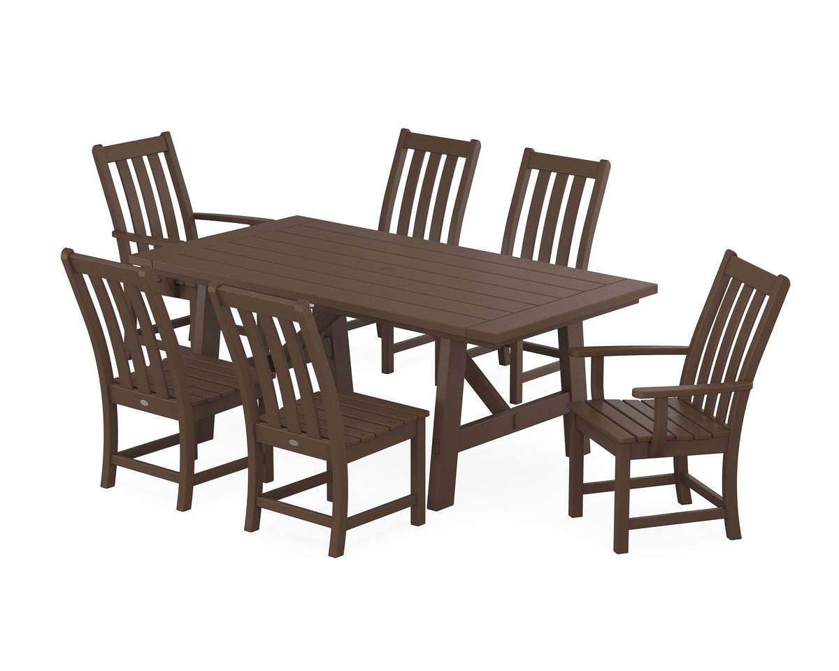 POLYWOOD Vineyard 7-Piece Rustic Farmhouse Dining Set in Mahogany