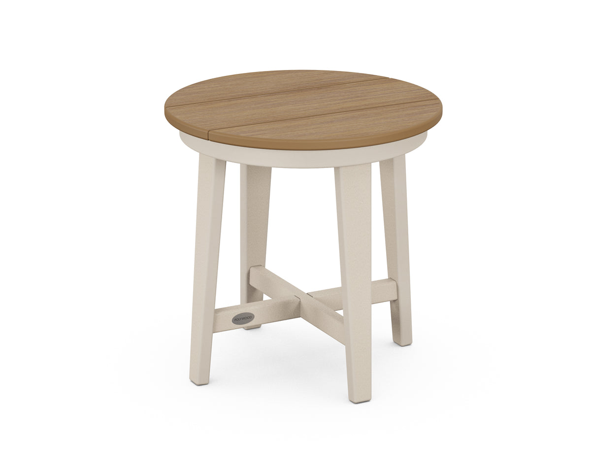 POLYWOOD Newport 19" Round End Table in Sand / Natural