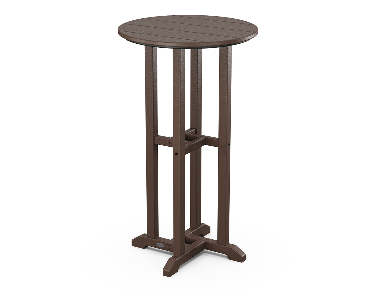 POLYWOOD 24" Round Farmhouse Bar Bistro Table in Mahogany