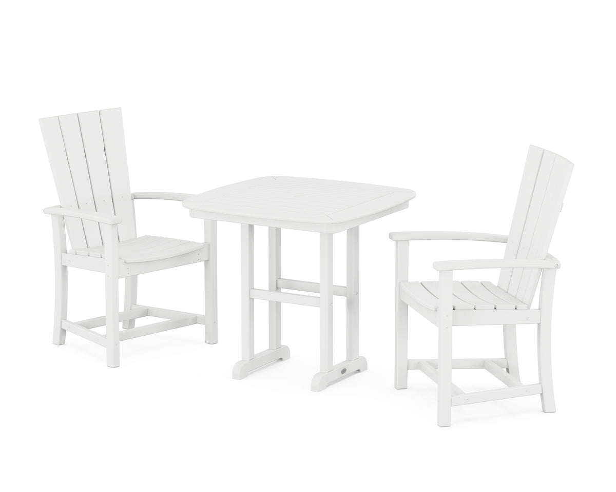 POLYWOOD Quattro 3-Piece Dining Set in White
