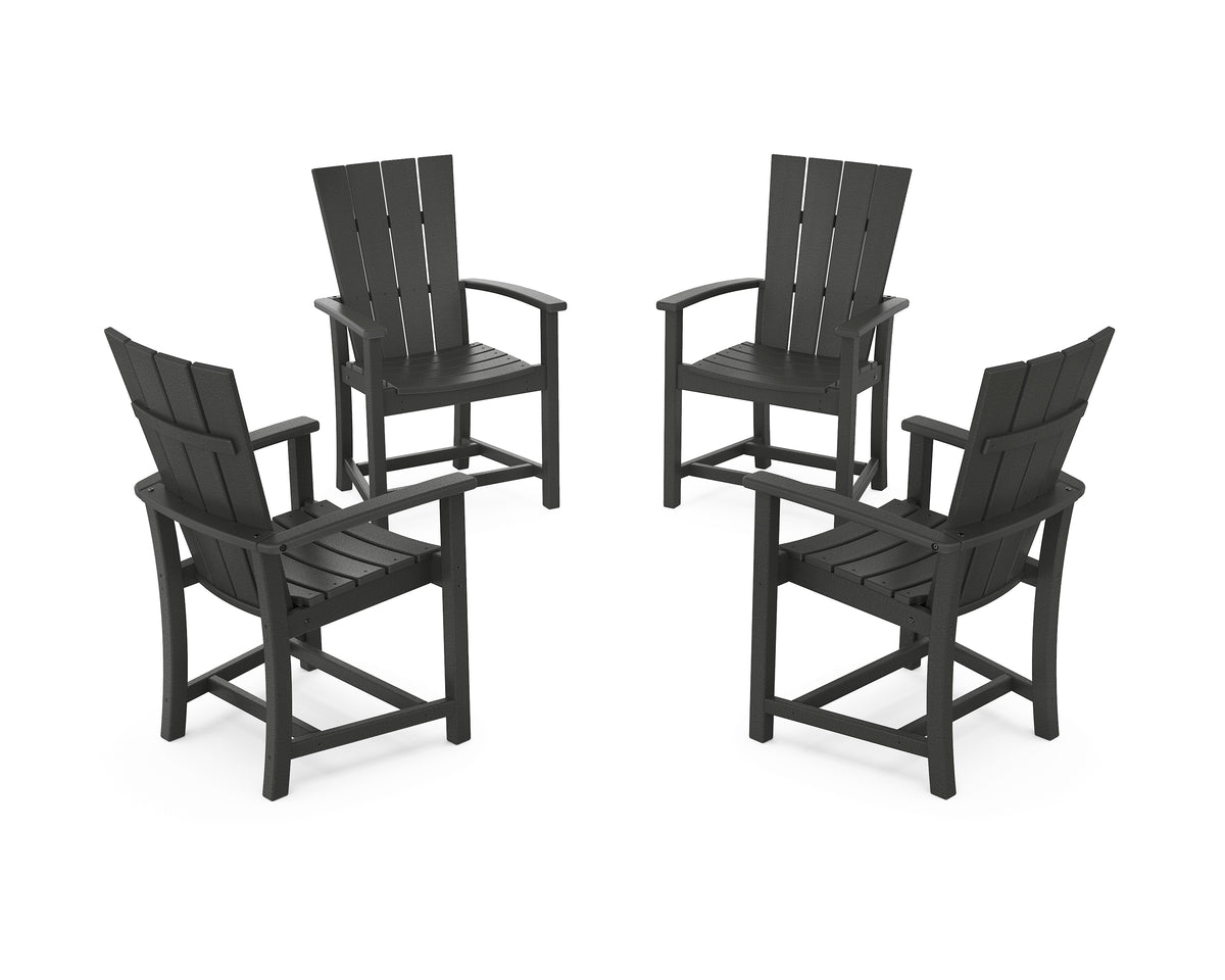 POLYWOOD Quattro 4-Piece Upright Adirondack Conversation Set in Black