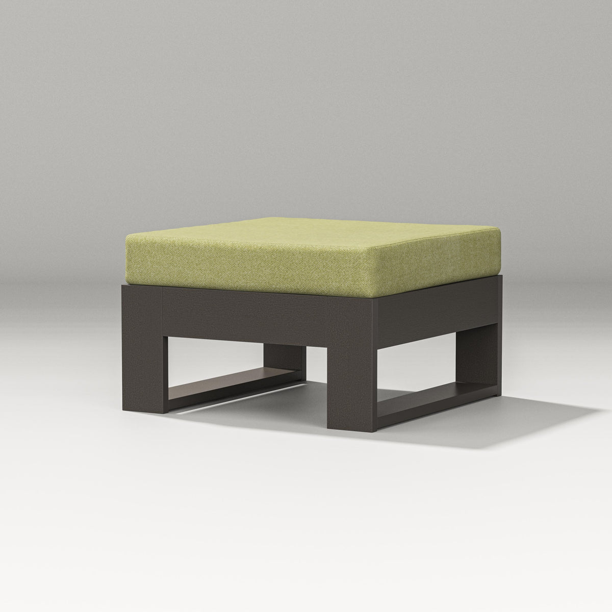 POLYWOOD Latitude Lounge Ottoman in Vintage Coffee / Chartreuse Boucle