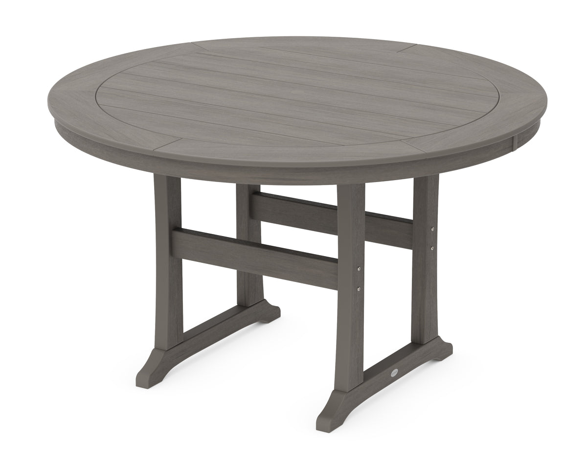 POLYWOOD Nautical Trestle 60" Round Counter Table in Driftwood
