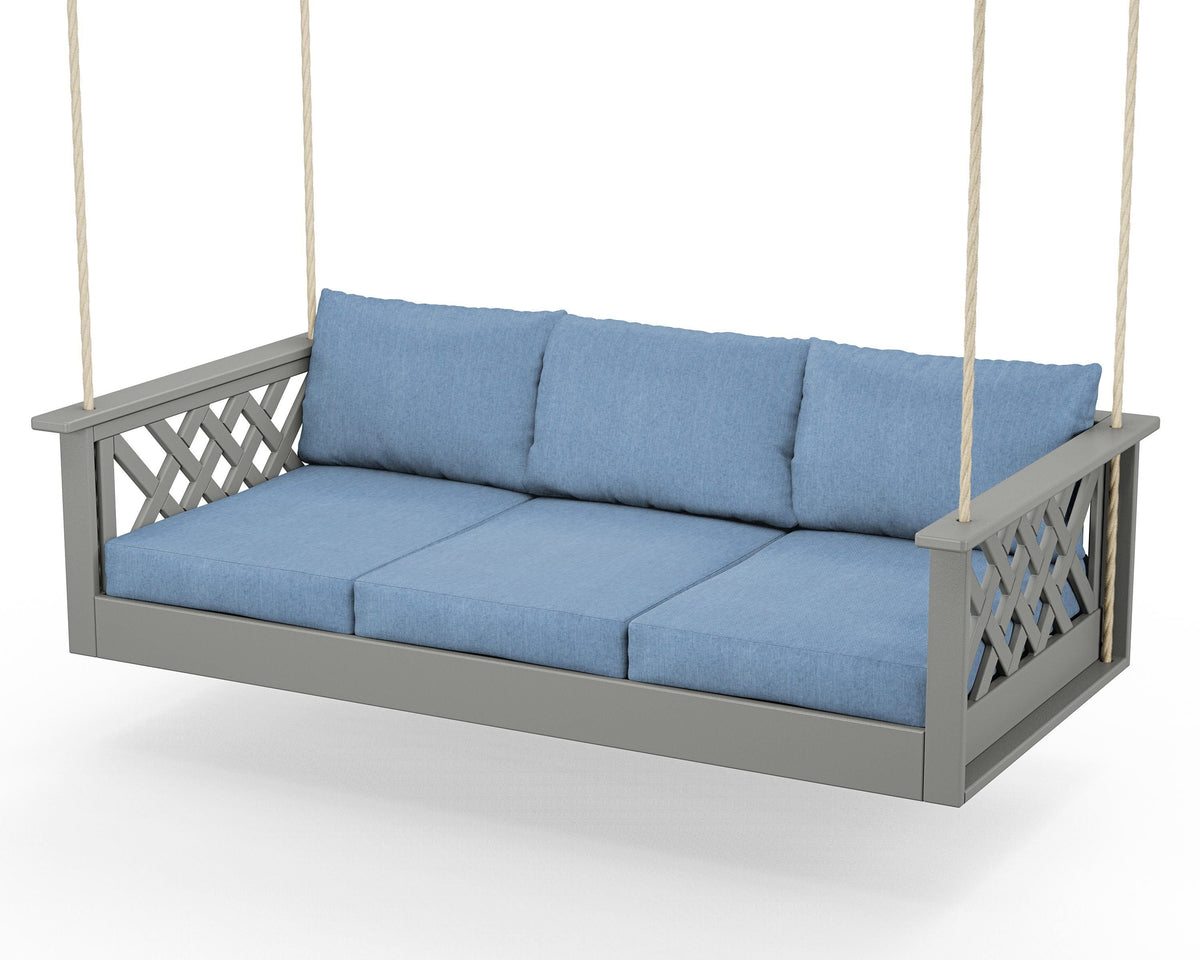 POLYWOOD Wovendale Daybed Swing in Slate Grey / Sky Blue