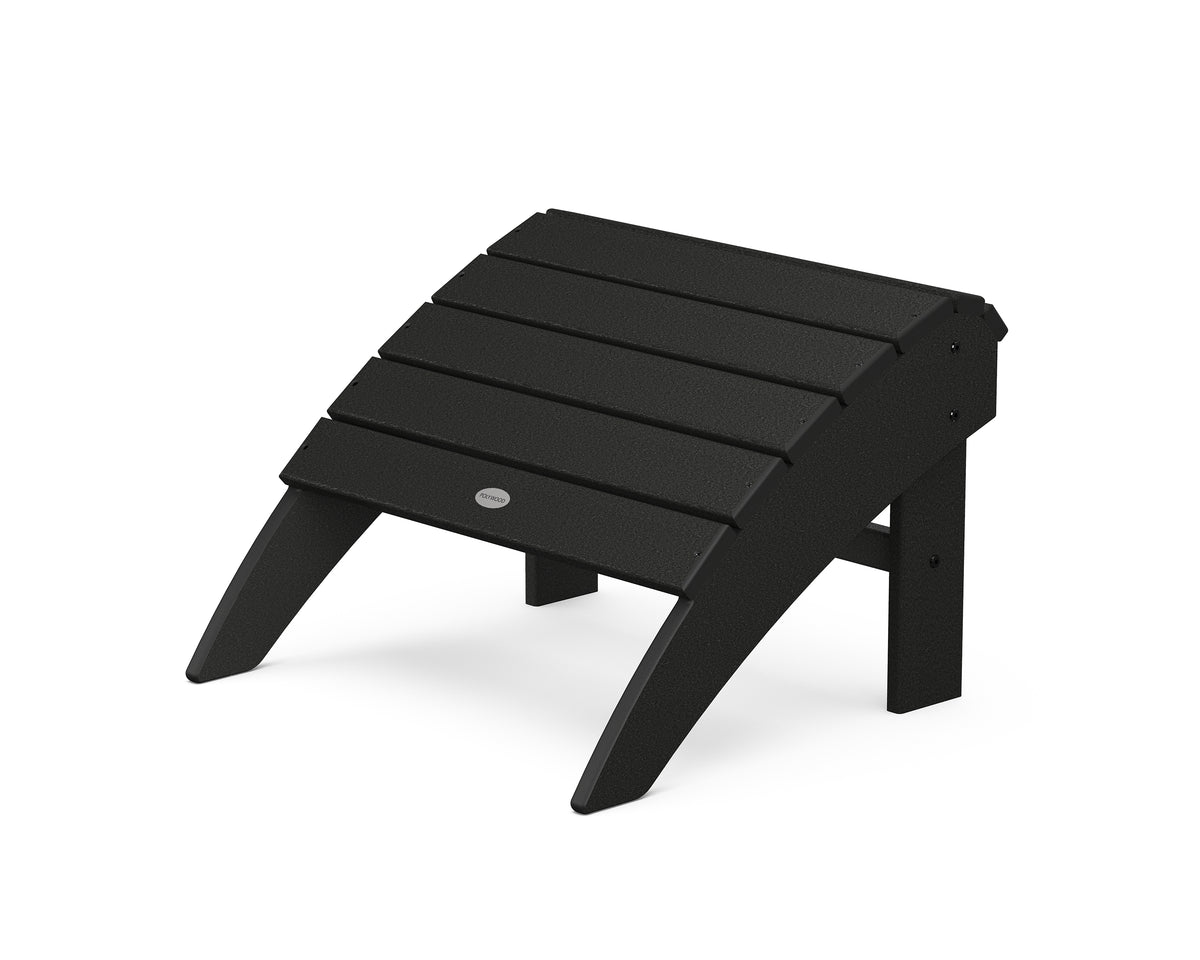 POLYWOOD Vineyard Curveback Adirondack Ottoman in Black