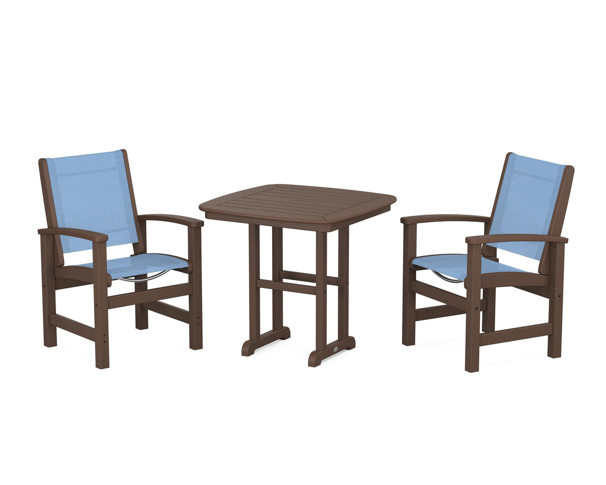POLYWOOD Coastal 3-Piece Dining Set in Mahogany / Poolside