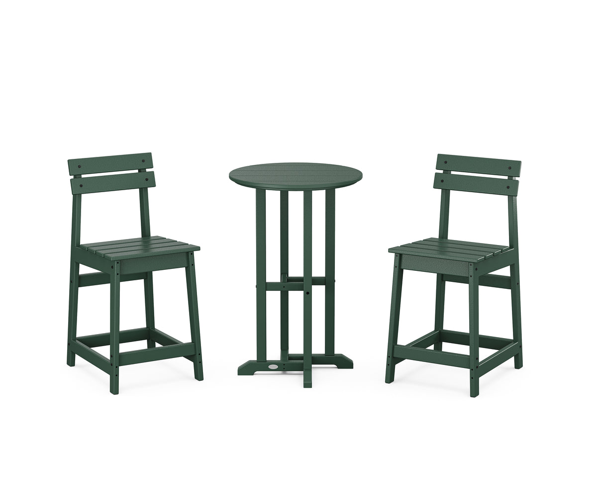 POLYWOOD Modern Studio Plaza 3-Piece Bistro Counter Set in Green