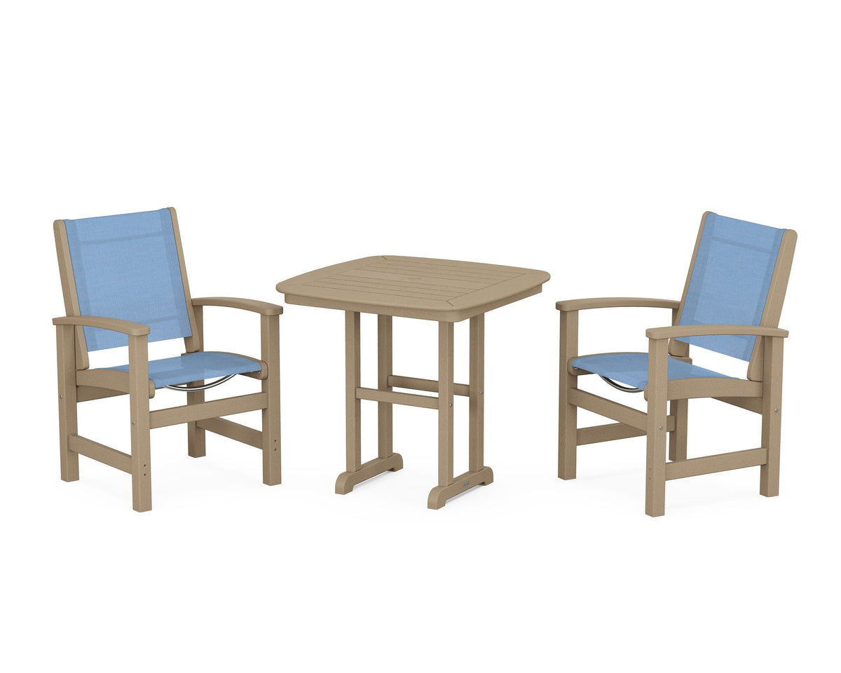 POLYWOOD Coastal 3-Piece Dining Set in Vintage Sahara / Poolside