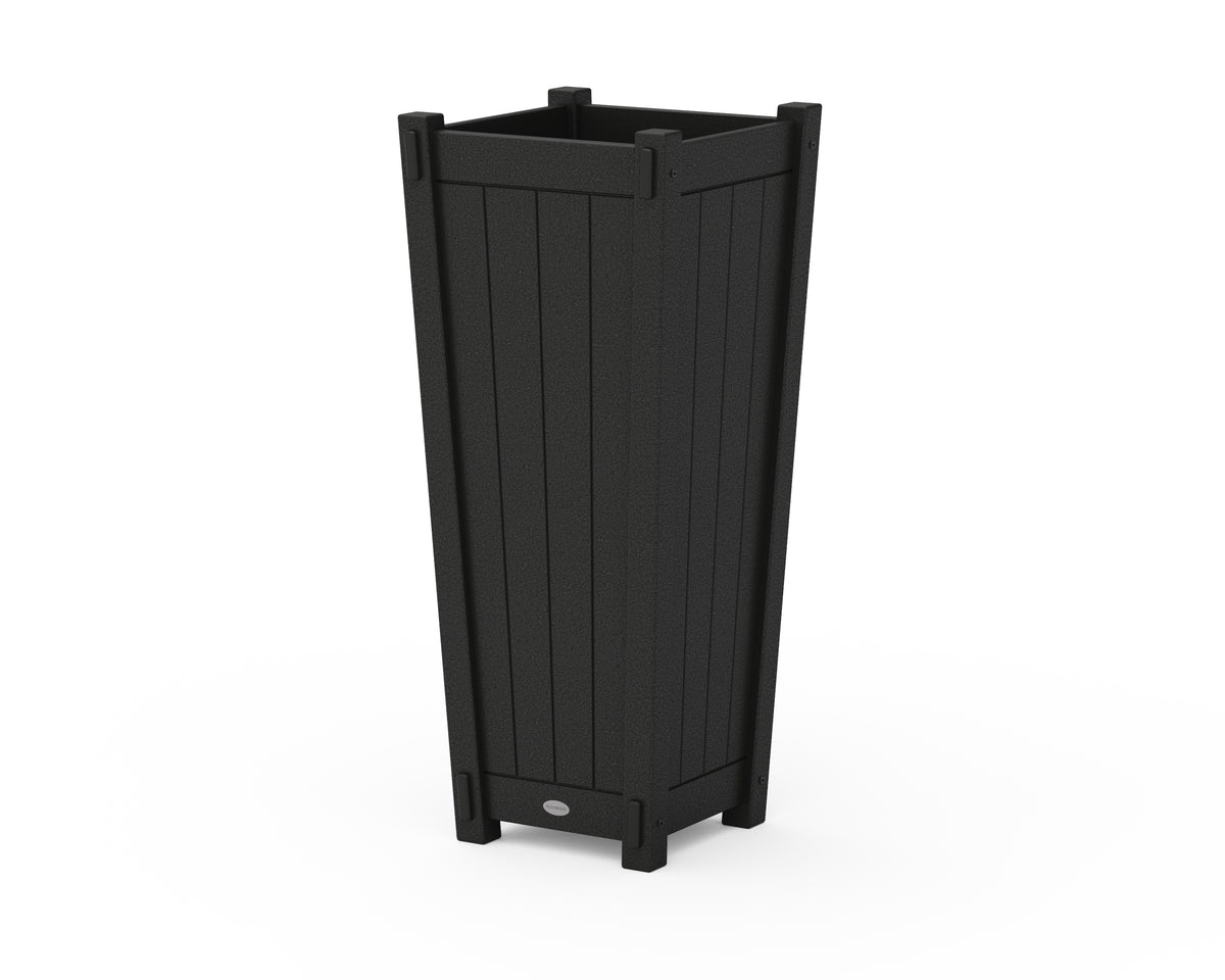 POLYWOOD Vineyard Tapered Square Tall Planter Box in Black
