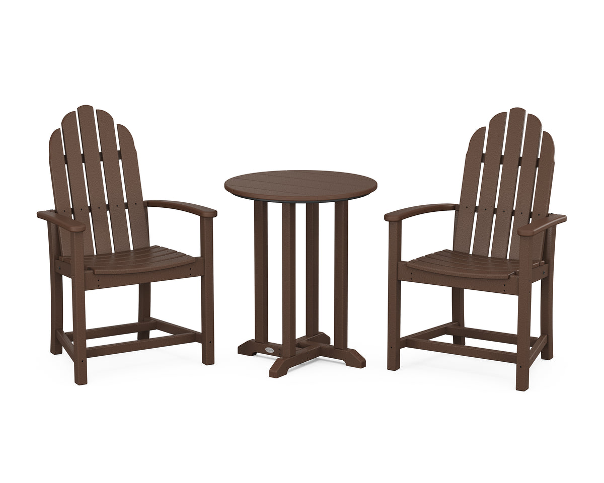 POLYWOOD Classic Adirondack 3-Piece Round Bistro Dining Set in Mahogany