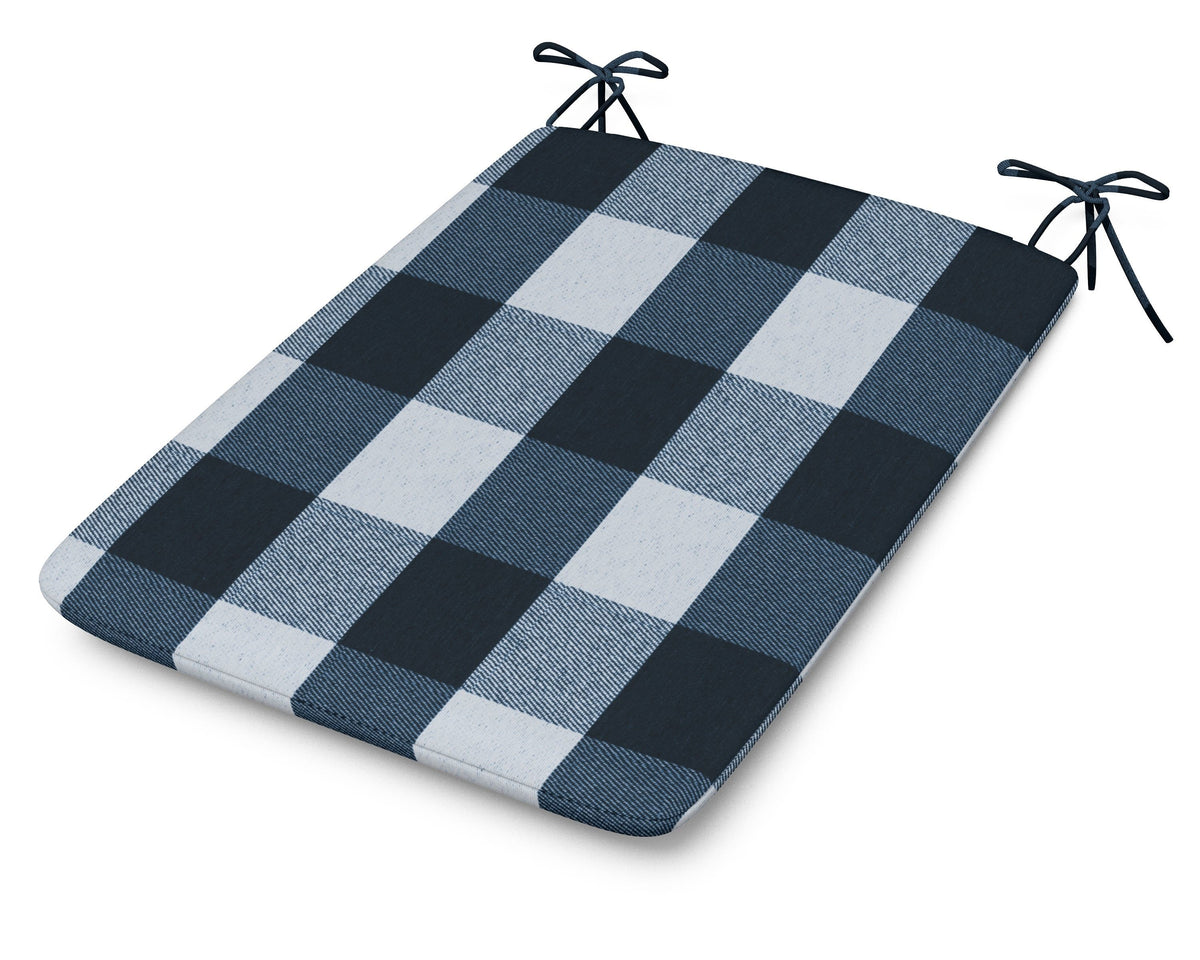 POLYWOOD 1100 Plaza Seat Pad in Buffalo Plaid Marine Indigo