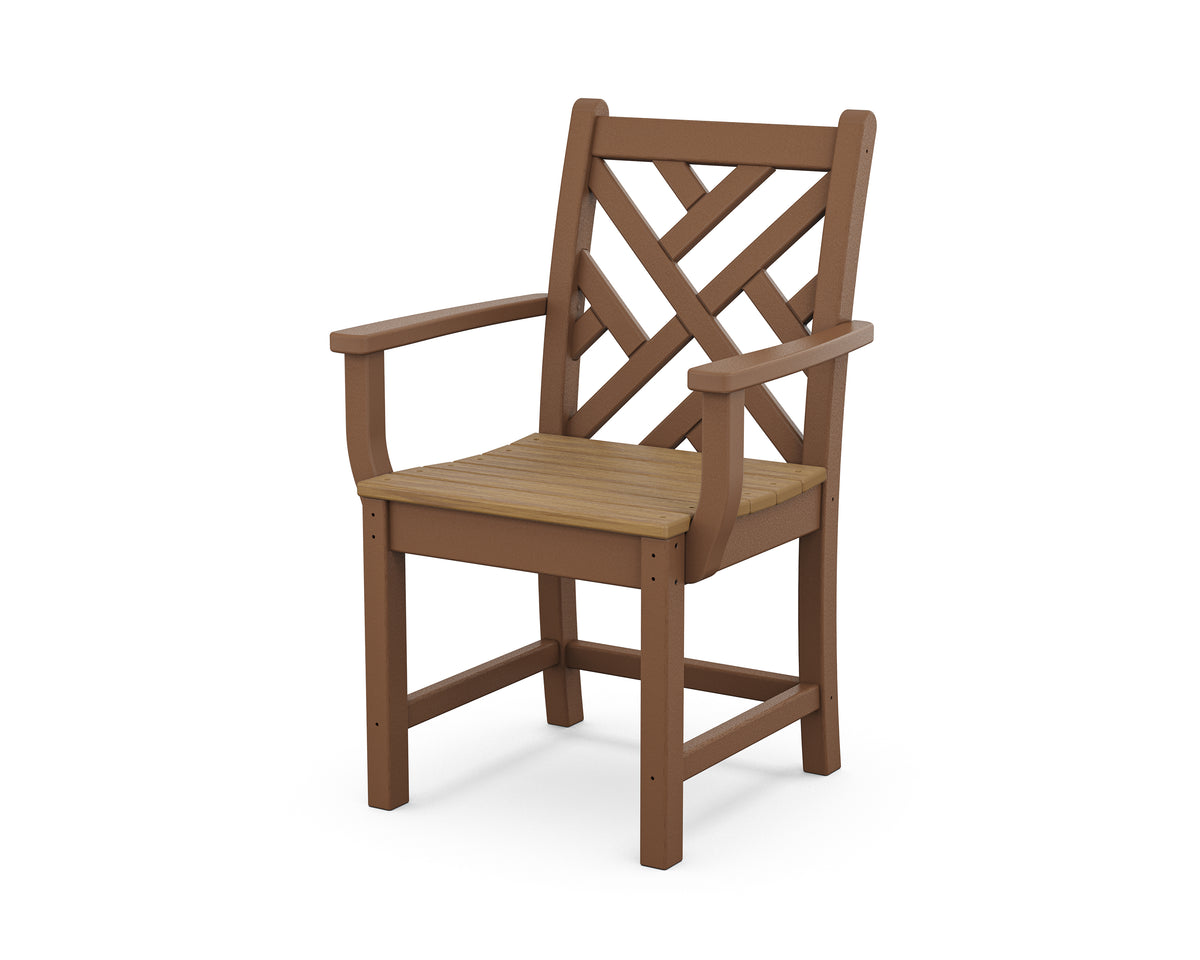 POLYWOOD Chippendale Dining Arm Chair in Teak / Natural