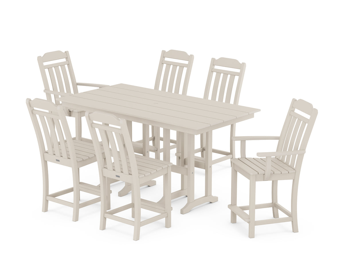 POLYWOOD Country Living Cottage 7-Piece Farmhouse Counter Set in Sand