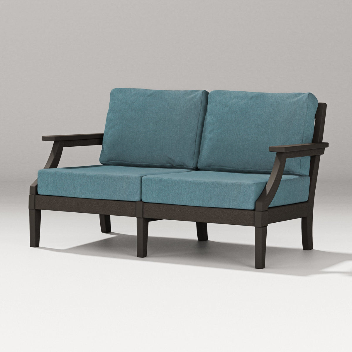 POLYWOOD Estate Loveseat in Vintage Coffee / Ocean Teal