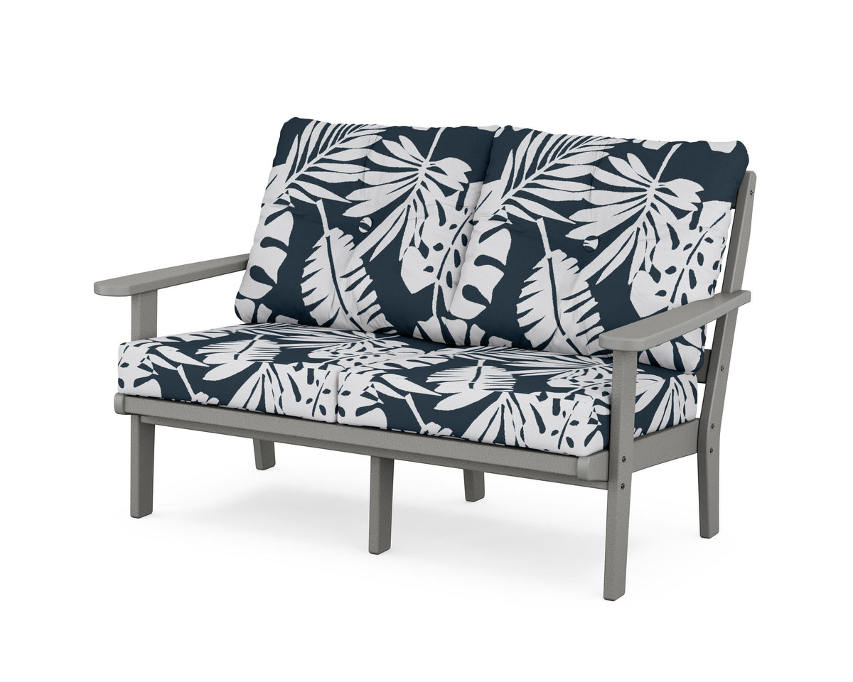 POLYWOOD Mission Deep Seating Loveseat in Slate Grey / Leaf Marine Indigo