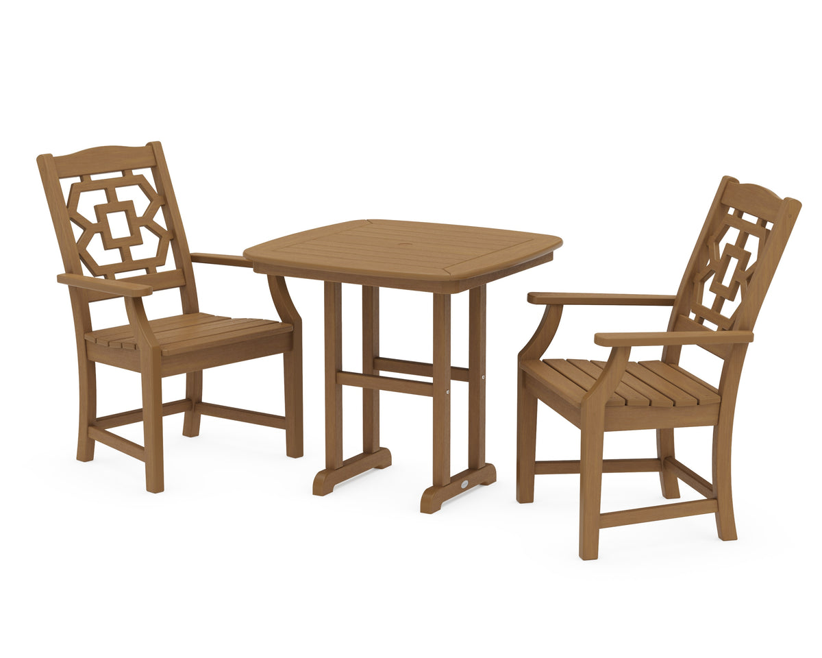 POLYWOOD Chinoiserie 3-Piece Dining Set in Natural