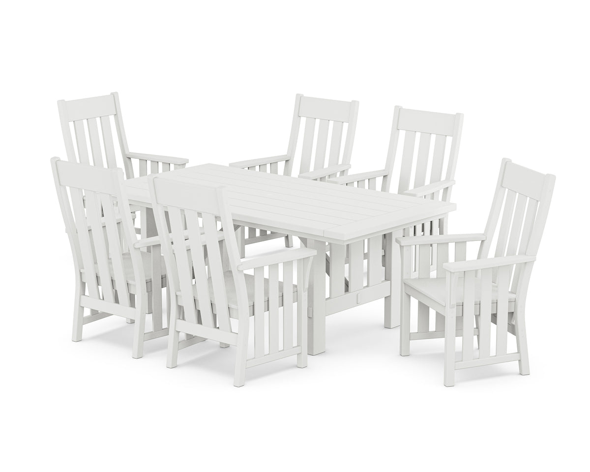 POLYWOOD Acadia Arm Chair 7-Piece Dining Set in White
