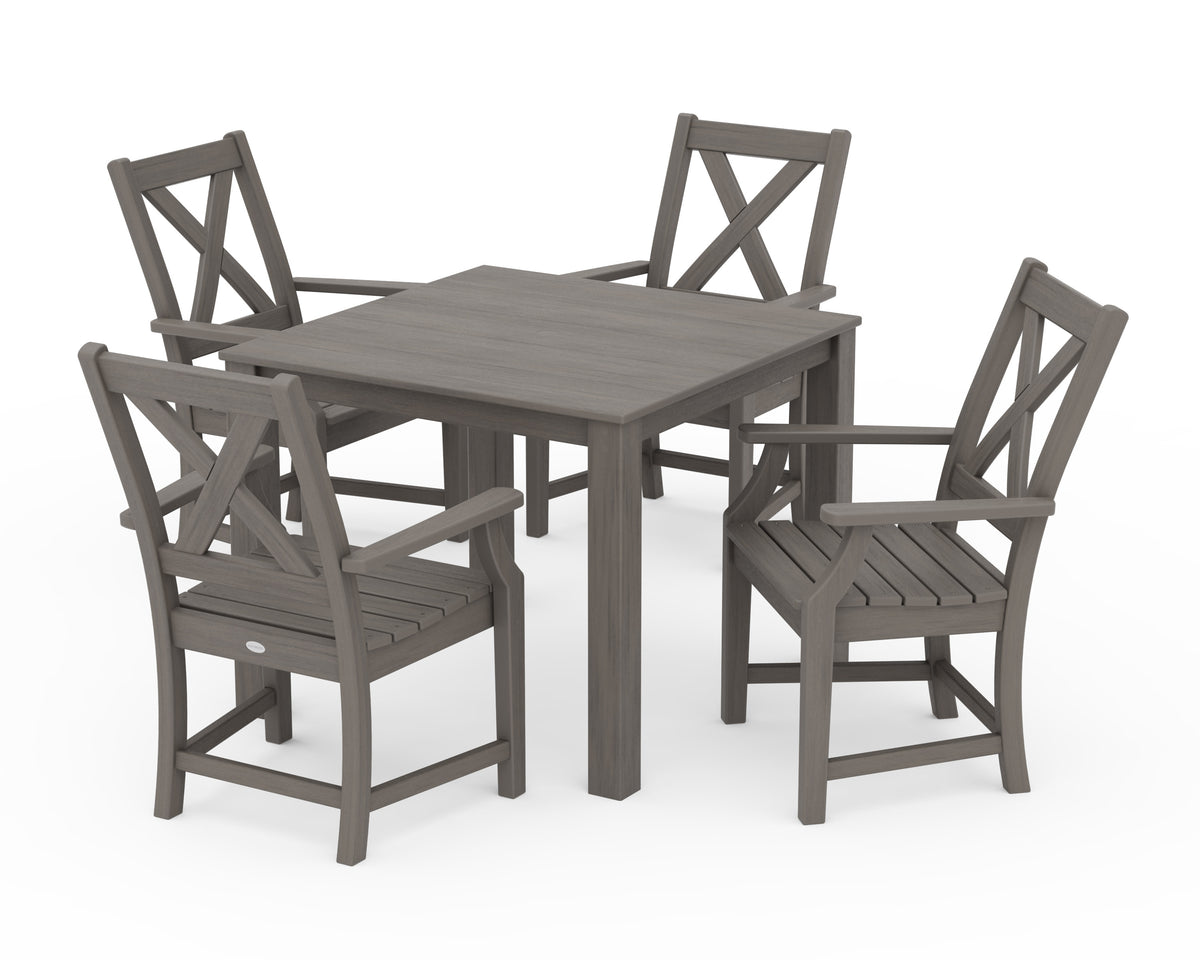 POLYWOOD Braxton 5-Piece Parsons Dining Set in Driftwood
