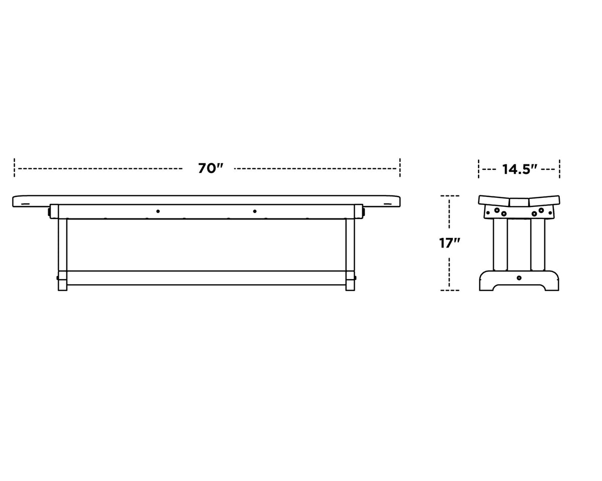 POLYWOOD Park 72" Harvester Backless Bench dimensions
