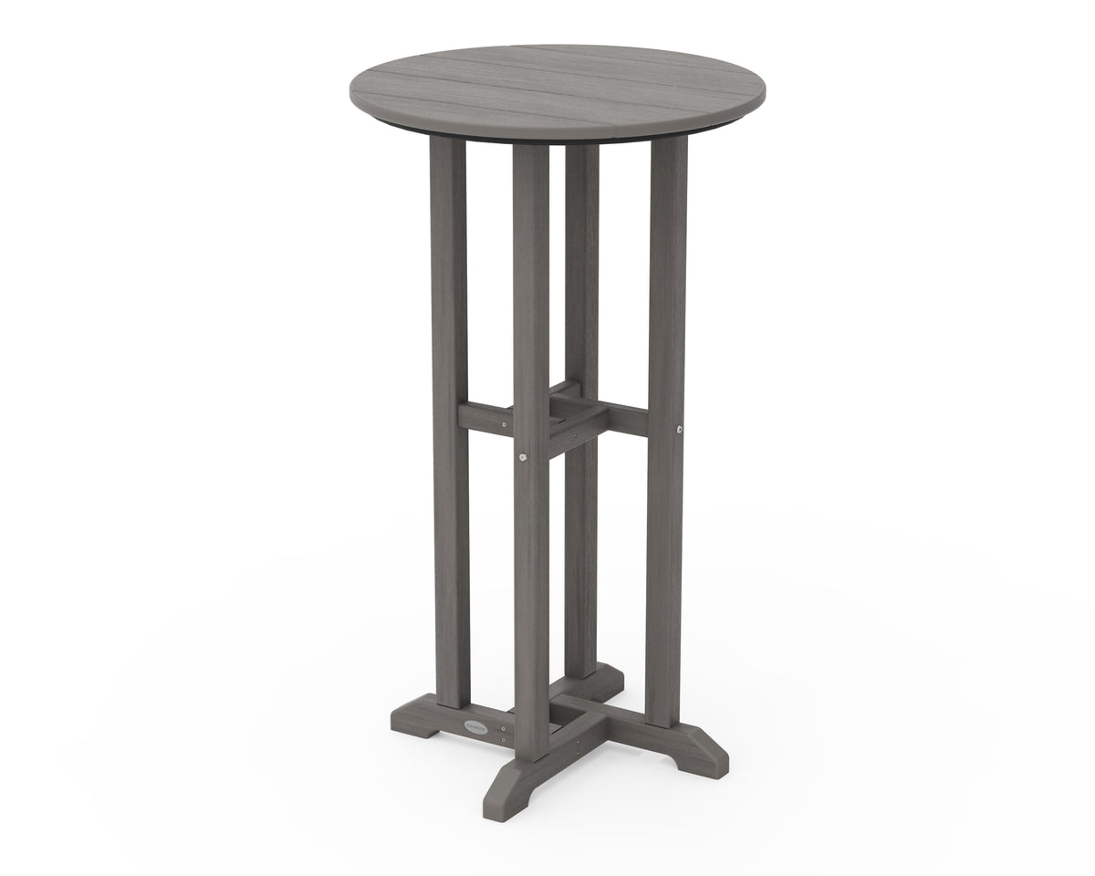 POLYWOOD 24" Round Farmhouse Bar Bistro Table in Driftwood