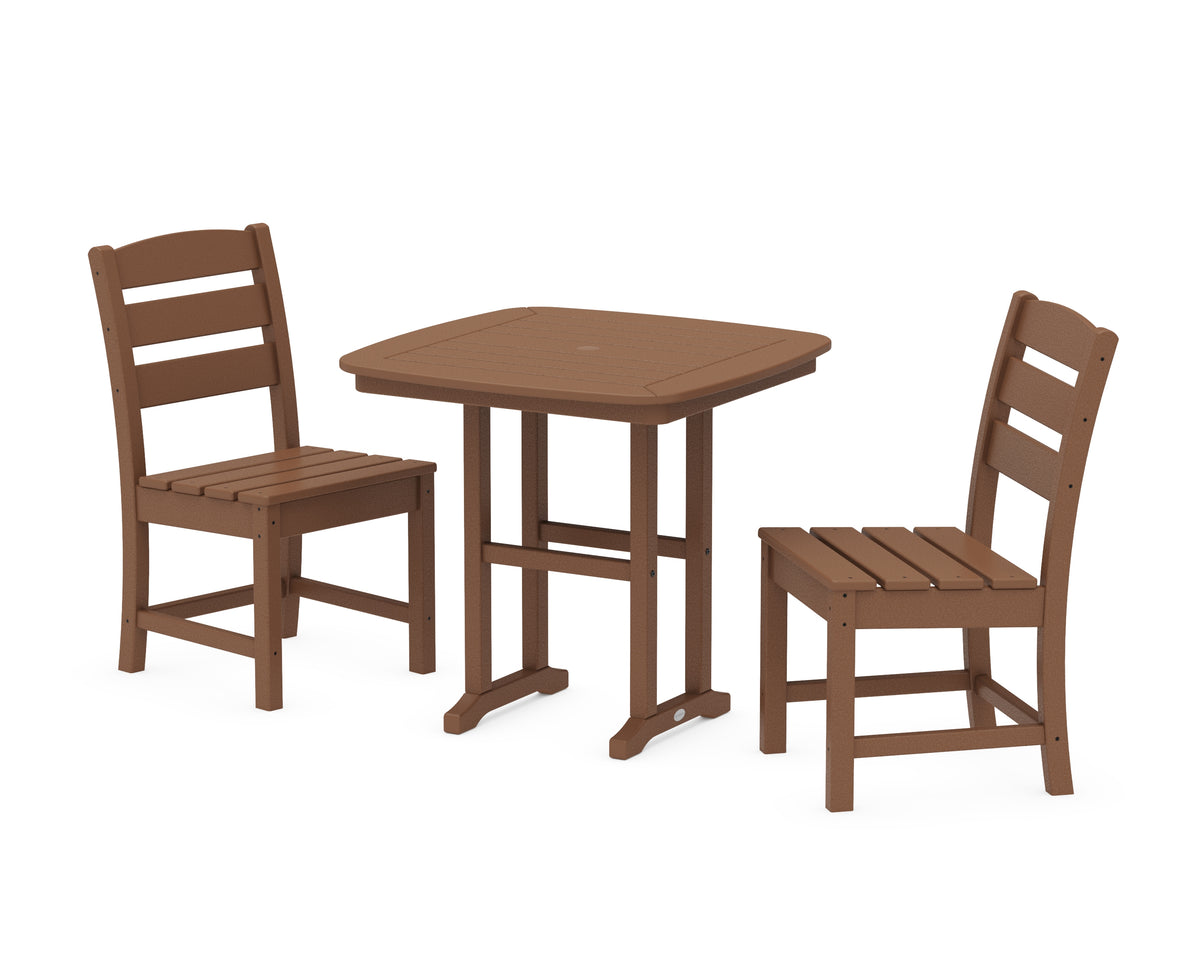 POLYWOOD Lakeside Side Chair 3-Piece Dining Set in Teak