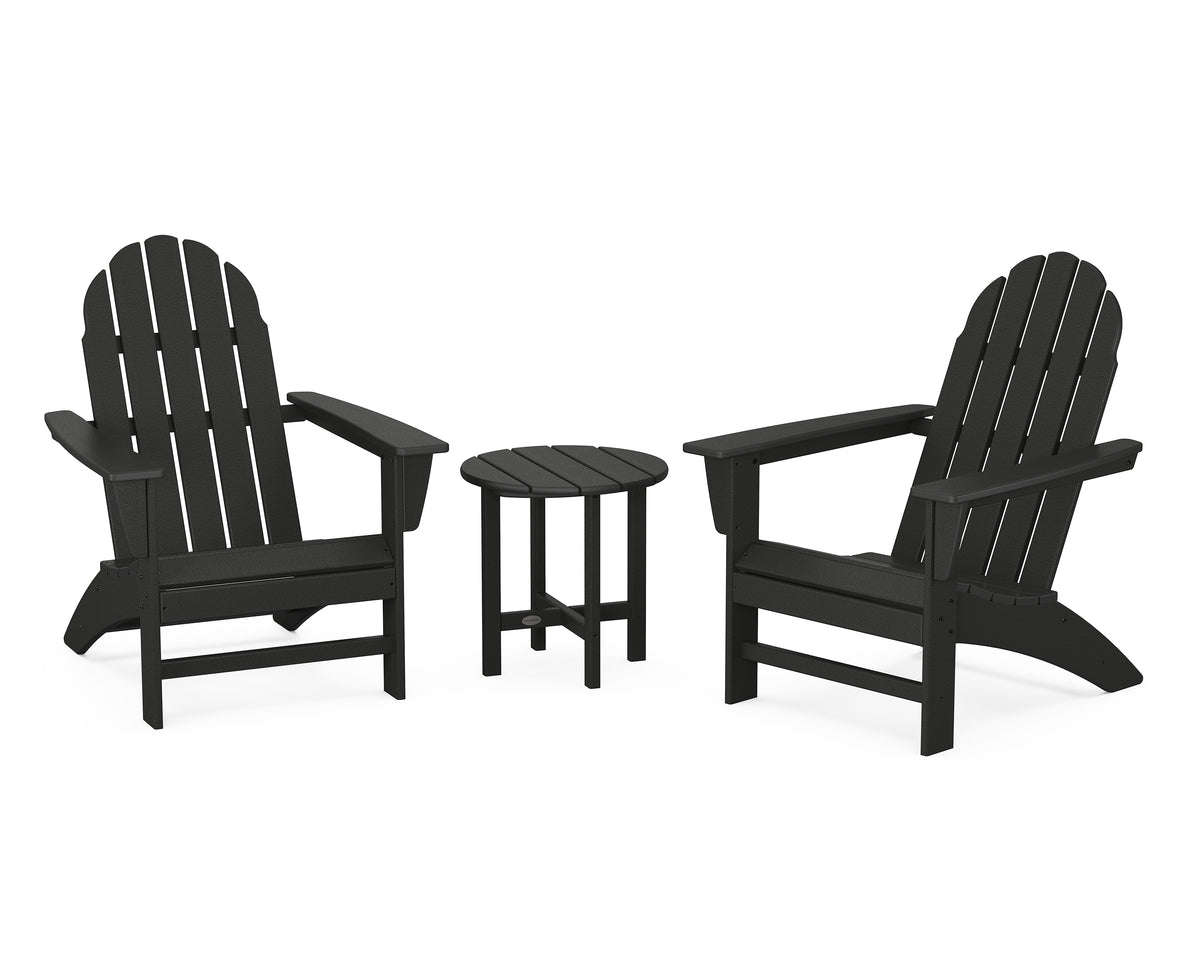 POLYWOOD Vineyard 3-Piece Adirondack Set in Black