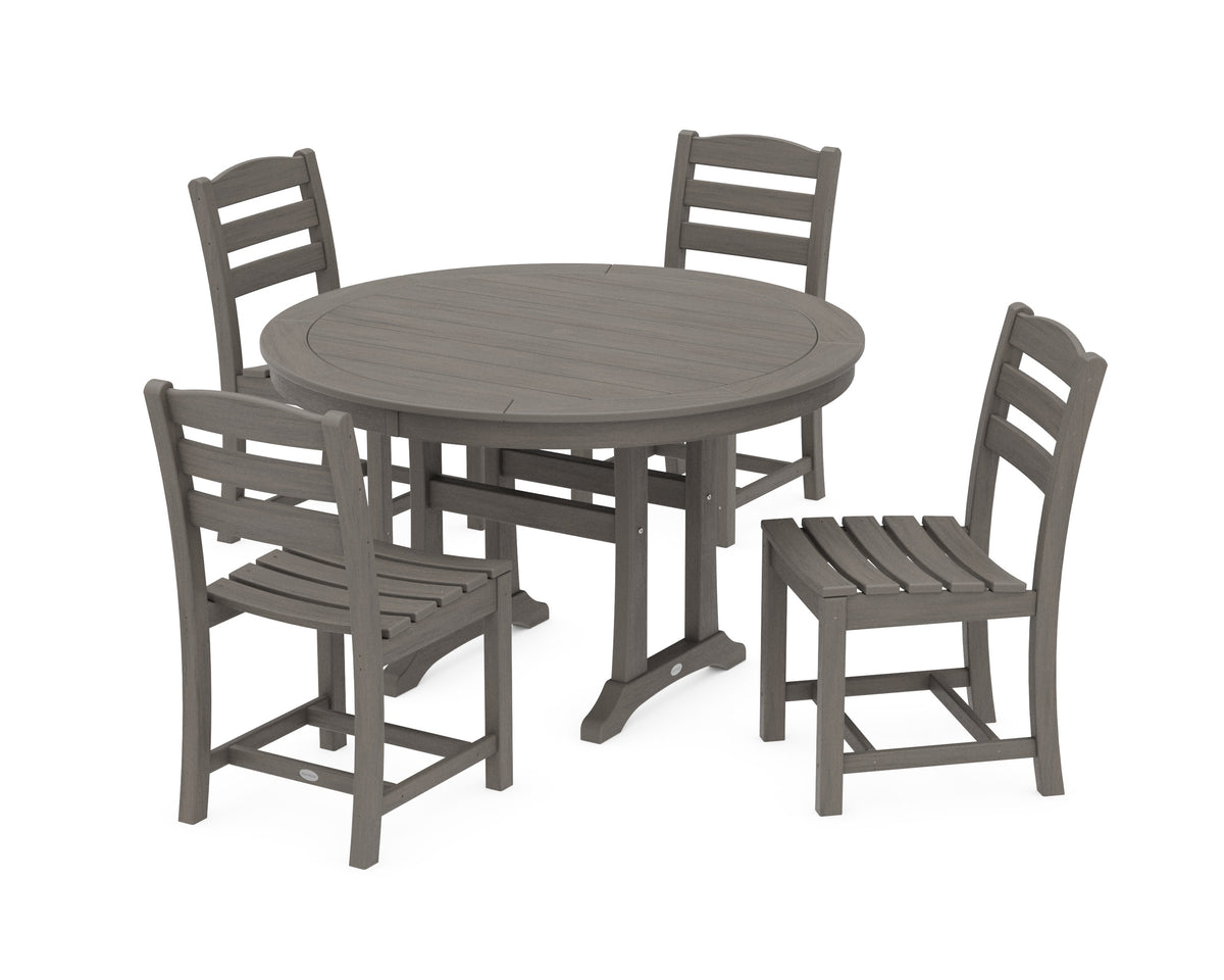 POLYWOOD La Casa Café 5-Piece Side Chair Dining Set - 48" Table in Driftwood