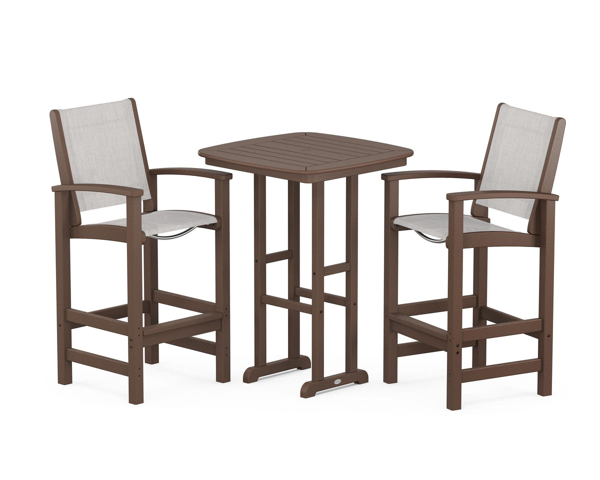 POLYWOOD Coastal 3-Piece Bar Set in Mahogany / Parchment
