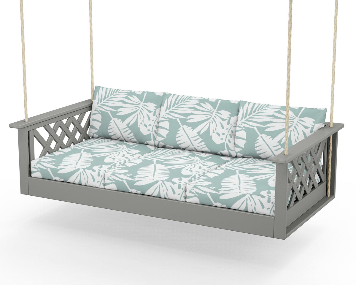 POLYWOOD Wovendale Daybed Swing in Slate Grey / Leaf Glacier Spa