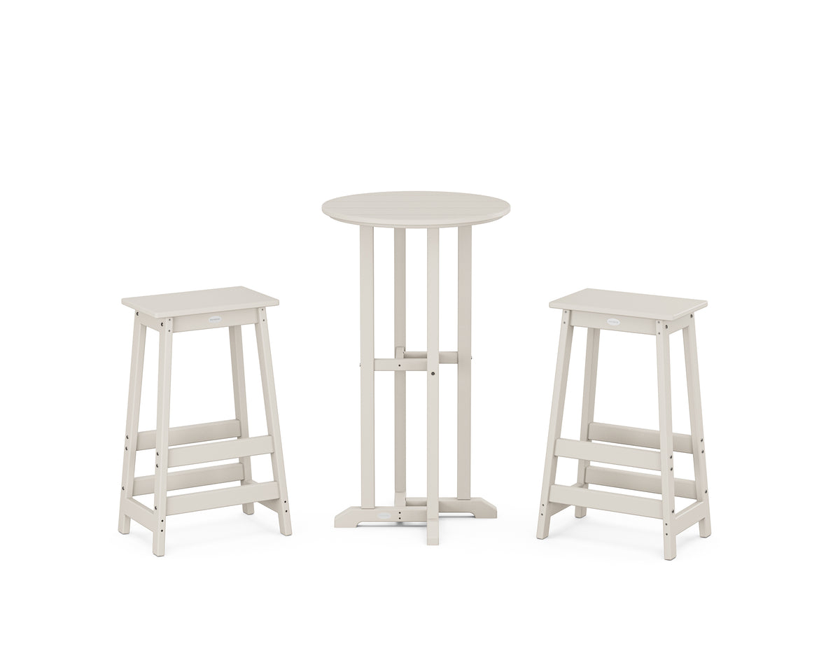 POLYWOOD Modern Studio Bar Stool 3-Piece Bistro Set in Sand