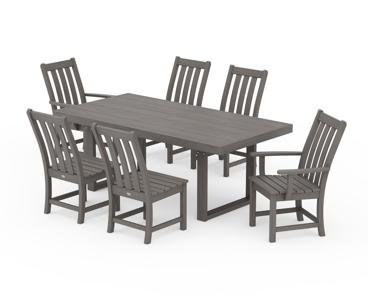 POLYWOOD Vineyard 7-Piece Dining Set - 39" x 78" Table in Driftwood
