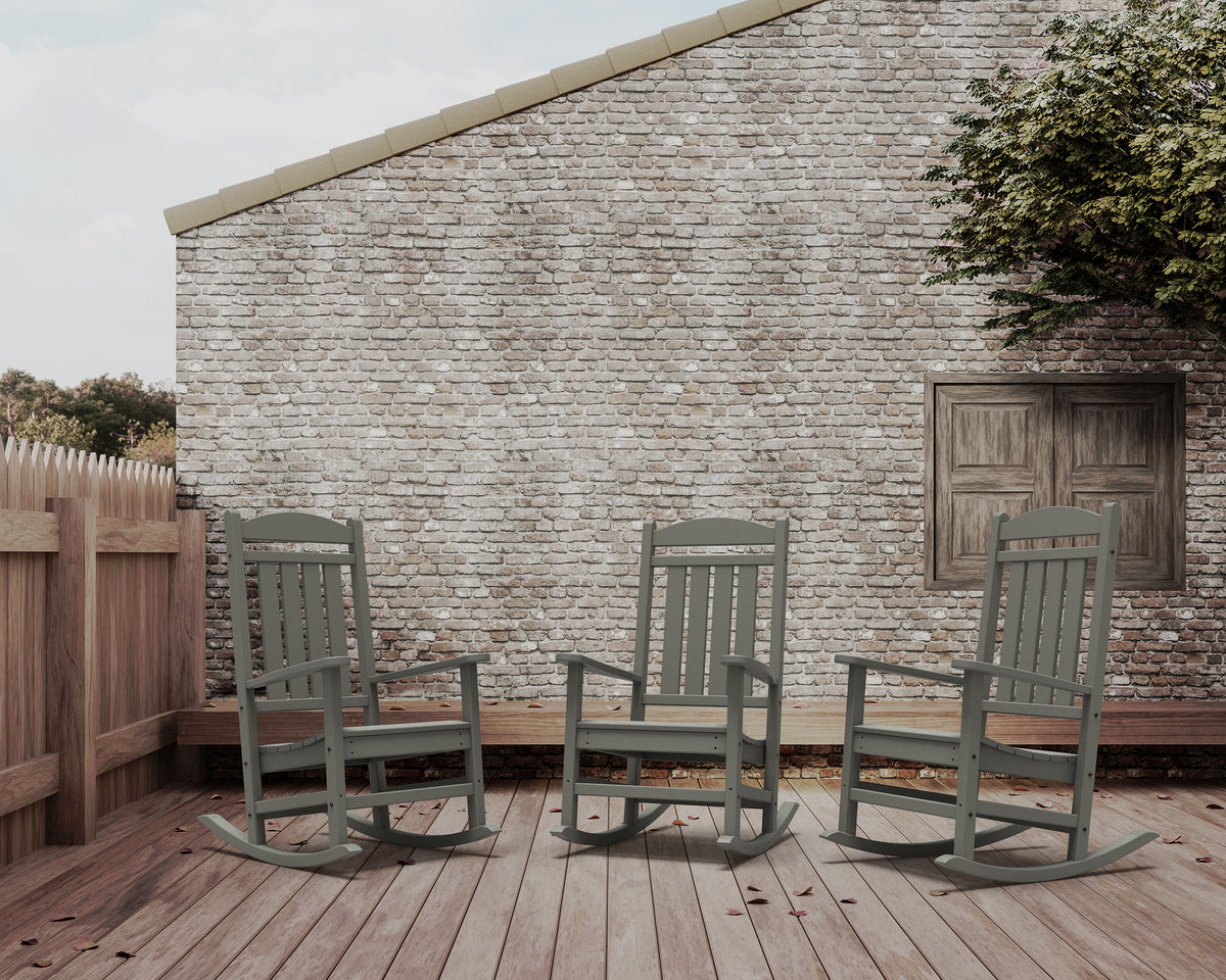 POLYWOOD Presidential Rocking Chair in Slate Grey in an outdoor setting (2)