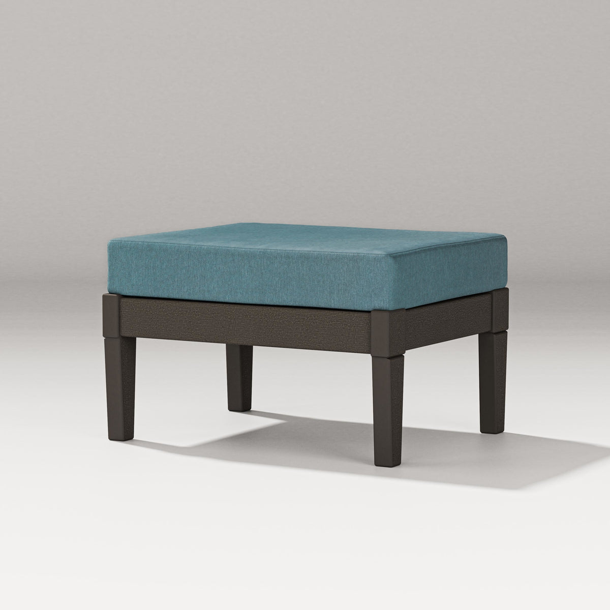 POLYWOOD Estate Lounge Ottoman in Vintage Coffee / Ocean Teal