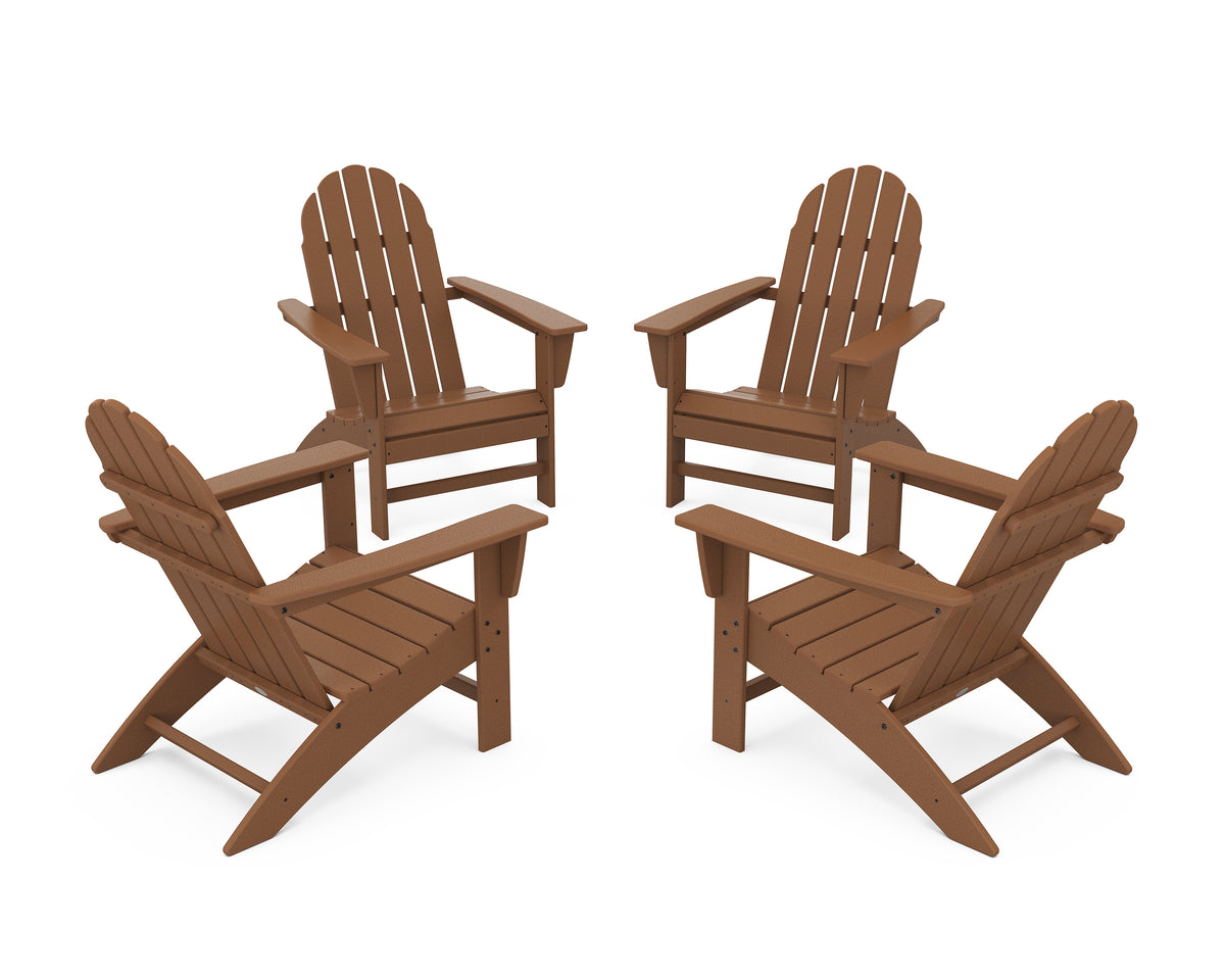 POLYWOOD Vineyard 4-Piece Adirondack Conversation Set in Teak