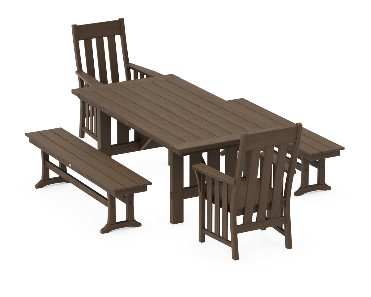 POLYWOOD Acadia 5-Piece Dining Set with Benches in Kona