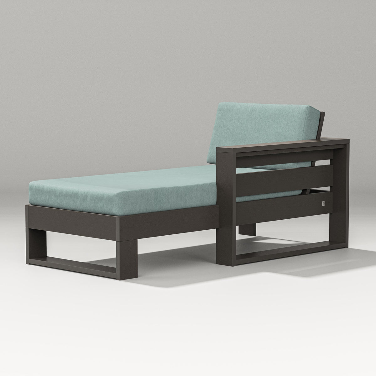 POLYWOOD Latitude Modular Right Arm Chaise in Vintage Coffee / Glacier Spa