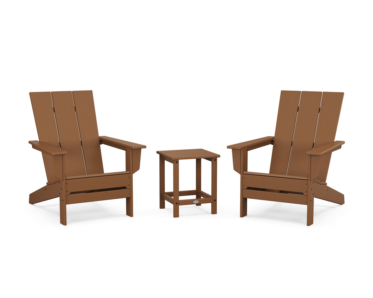 POLYWOOD 3-Piece Modern Studio Adirondack Set in Teak
