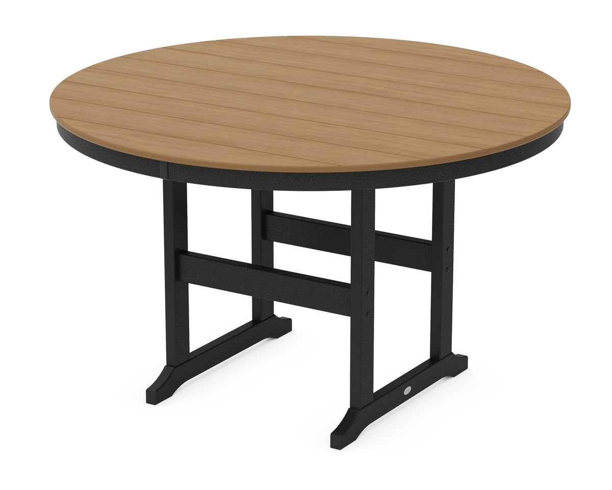 POLYWOOD 60" Round Farmhouse Counter Table in Black / Natural