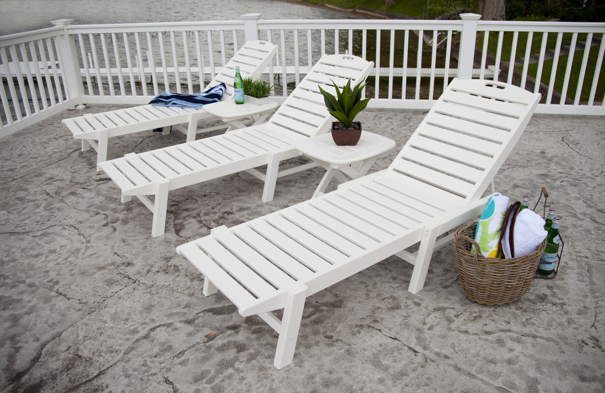 POLYWOOD Nautical Chaise in White in an outdoor setting