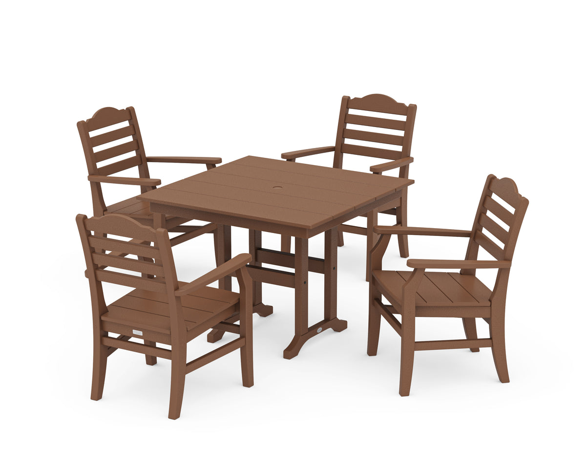 POLYWOOD Savannah 5-Piece Farmhouse Dining Set in Teak