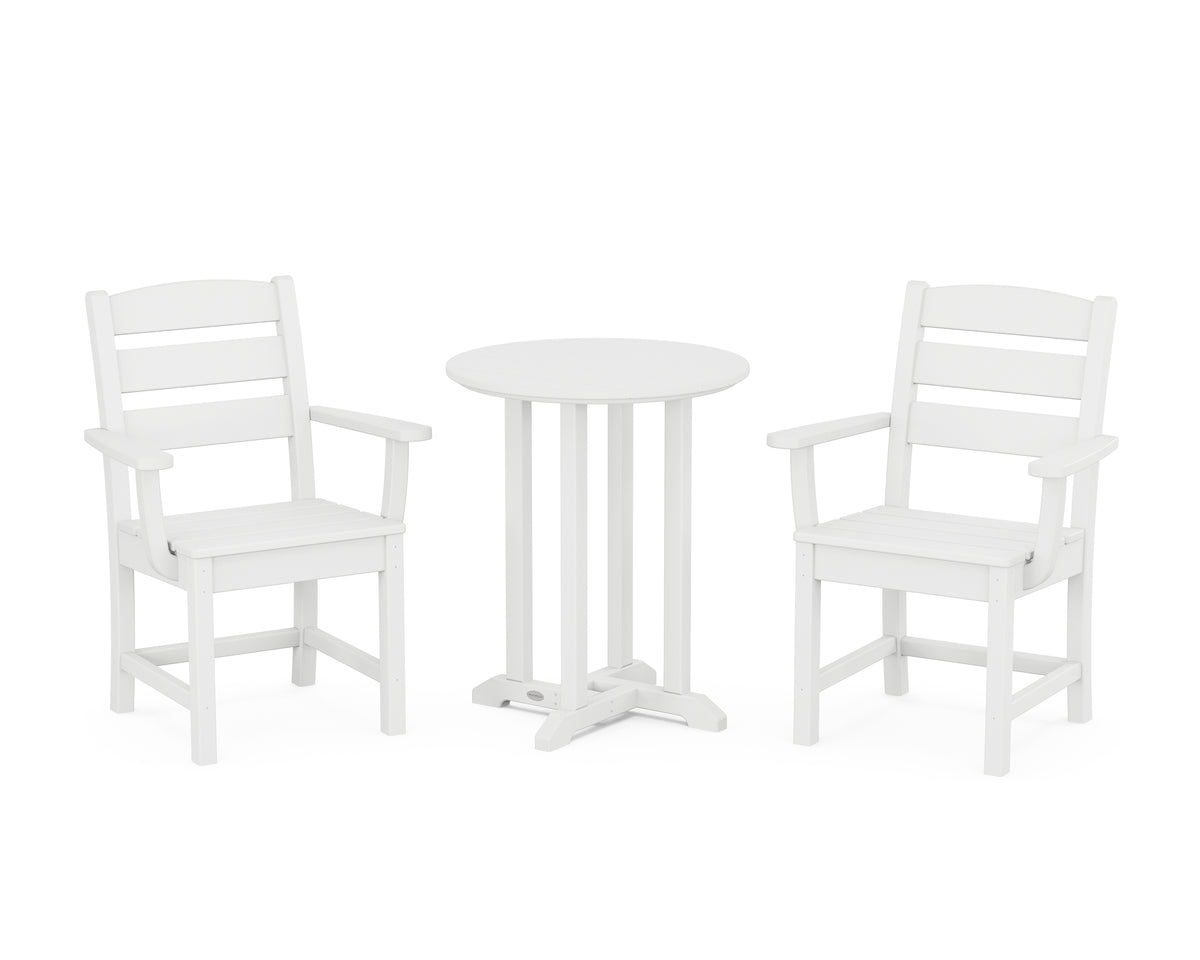 POLYWOOD Lakeside 3-Piece Round Bistro Dining Set in White