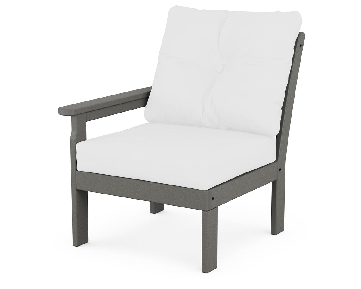 POLYWOOD Vineyard Modular Left Arm Chair in Slate Grey / Natural